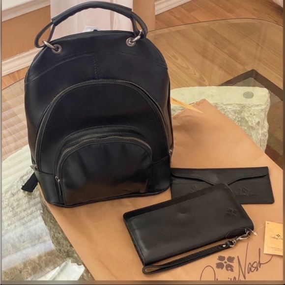 🆕 🌟Patricia Nash Black Leather Backpack & Matching Wallet Combo🌟